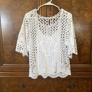 crochet top with attached cami under
